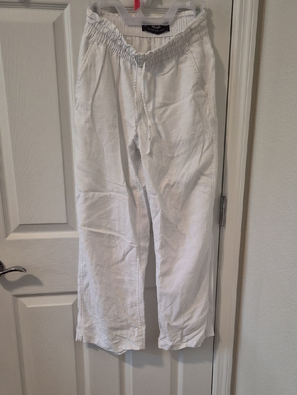 Hollister White Drawstring Linen pants